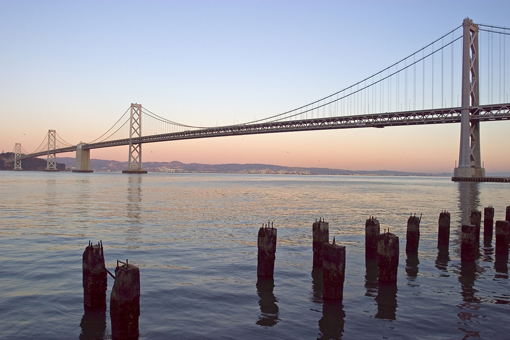 San Francisco Bay Bridge sunset view