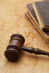Judge's gavel and law books